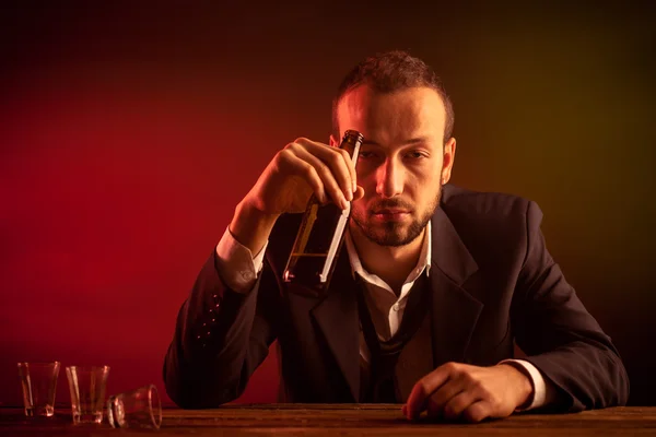 Drunk Businessman with Beer — Stock Photo, Image