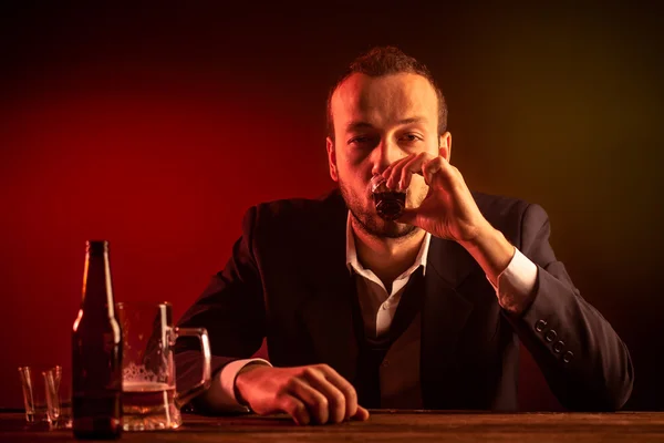 Businessman Drinking a Shot — Stock Photo, Image