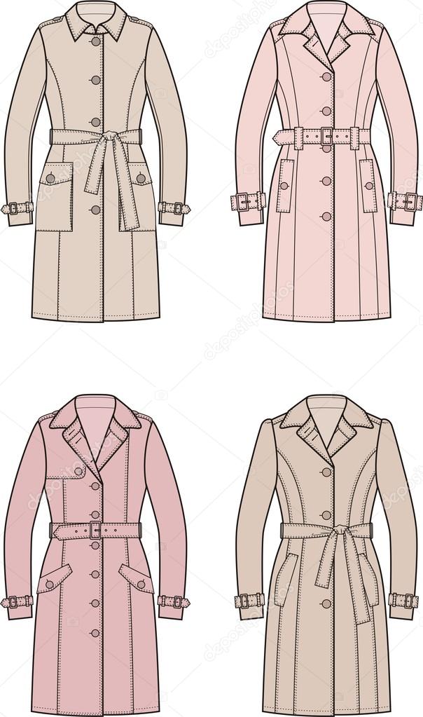 Women's trench coat — Stock Vector © pushinka11 #84087530