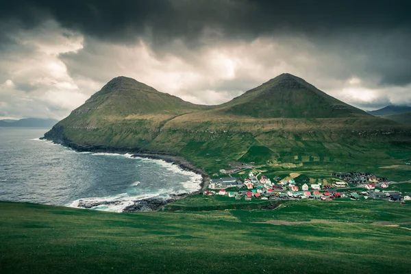 Paysage Côtier Avec Baie Village Gjogv Sur Île Eysturoy Avec — Photo