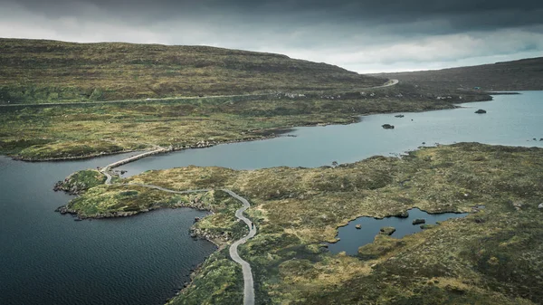 Panorama Des Toftavatn Sees Mit Wanderweg Von Oben Runavik Insel — Stockfoto