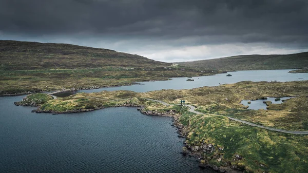 Panorama Des Toftavatn Sees Mit Wanderweg Von Oben Runavik Insel — Stockfoto