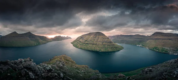 Paesaggio Panoramico Presso Belvedere Klakkur Vicino Klaksvik Sull Isola Bordoy — Foto Stock