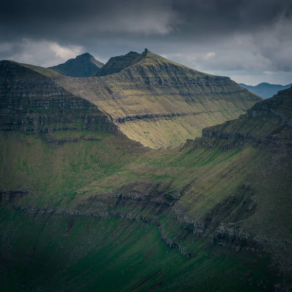 Panorama Verde Sulle Isole Faroe Ripide Vette Dell Isola Eysturoy — Foto Stock