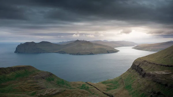 Panorama Delle Isole Streymoy Vagar Con Nuvole Tramonto Isole Faroe — Foto Stock
