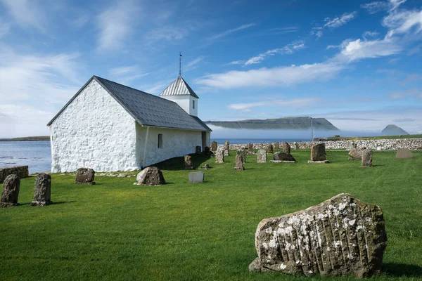 Church Tombstones Village Kirkjubour Streymoy Faroe Islands — Photo