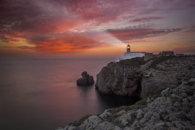 Deniz feneri Sao Vicente günbatımı, Sagres Portekiz sırasında