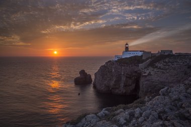 Deniz feneri Sao Vicente günbatımı, Sagres Portekiz sırasında