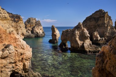 Lagos, Portekiz Algarve kayalıklardan ile Sahil