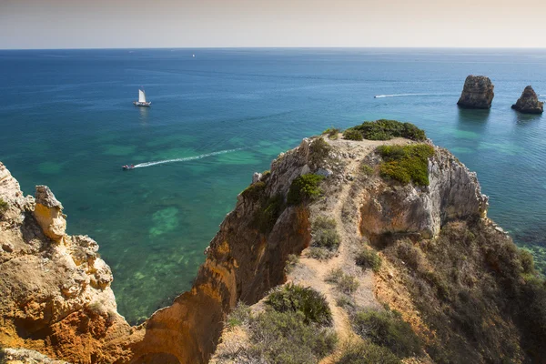 Coast with cliffs in Lagos at Algarve in Portugal — Stock Photo, Image