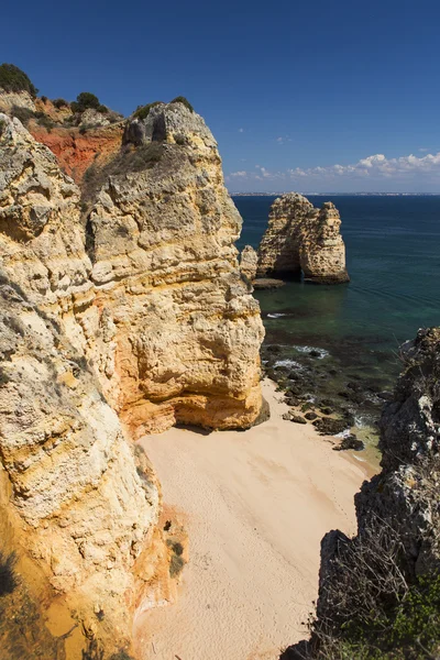 Coast with cliffs in Lagos at Algarve in Portugal — Stock Photo, Image