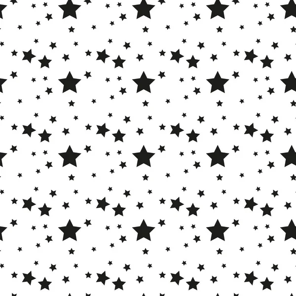 Seamless pattern with black stars on a white background. Vector illustration. — Stock Vector