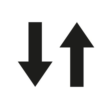 Beyaz arkaplanda indirme ve gönderme simgesi izole edildi. Modayı takip eden düz siyah simgeler. resimleme, .