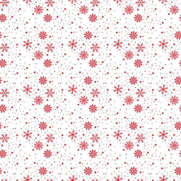 Inconsútil copo de nieve rojo blanco fondo navidad patrón vector — Vector de stock