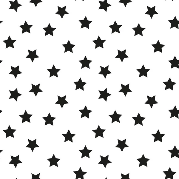 Patrón geométrico sin costura. Monocromo textura vectorial aleatoriamente abstracta con estrellas — Vector de stock