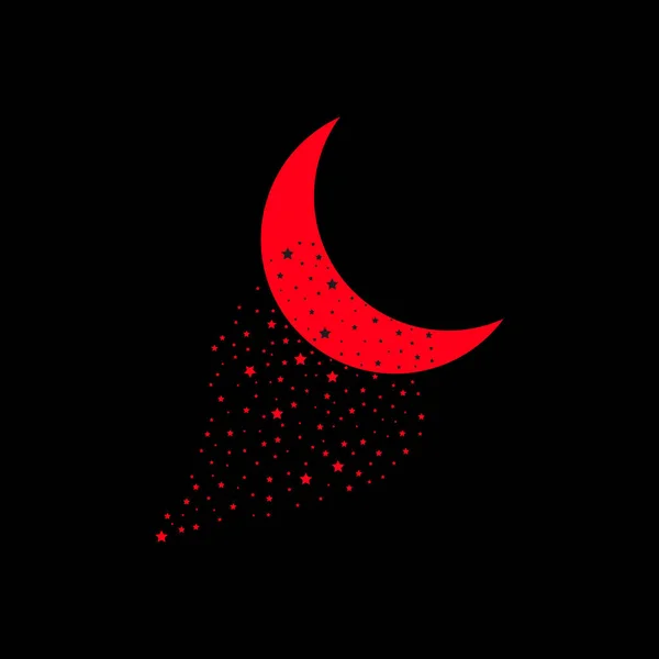 Ay simgesi vektörü. Kırmızı simge ve gri gölge — Stok Vektör