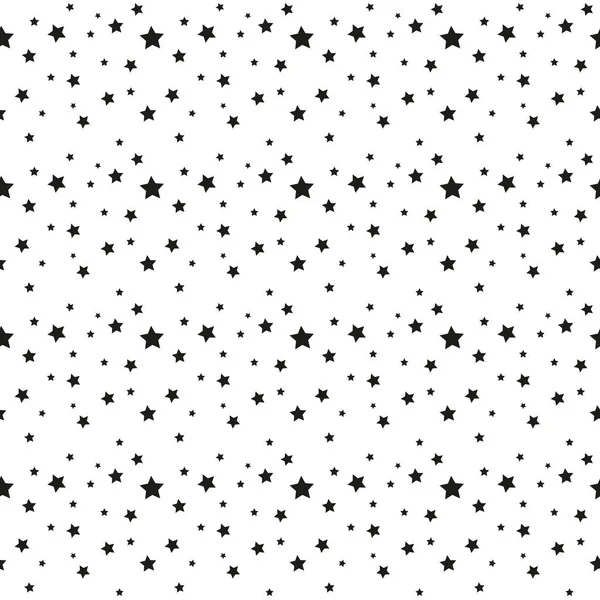 Padrão sem costura com estrelas pretas em um fundo branco. Ilustração vetorial. — Vetor de Stock