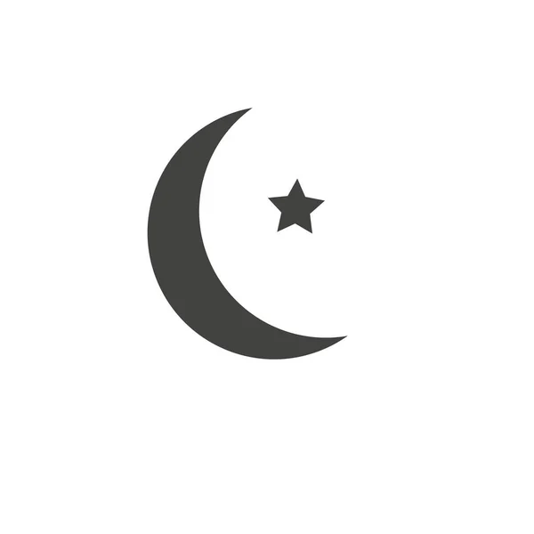 Estrela e crescente - símbolo do ícone plano Islã para aplicativos e sites — Vetor de Stock