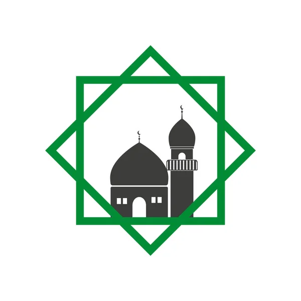 Design vettoriale logo icona della moschea. Moschea di silhouette su sfondo bianco isolato — Vettoriale Stock