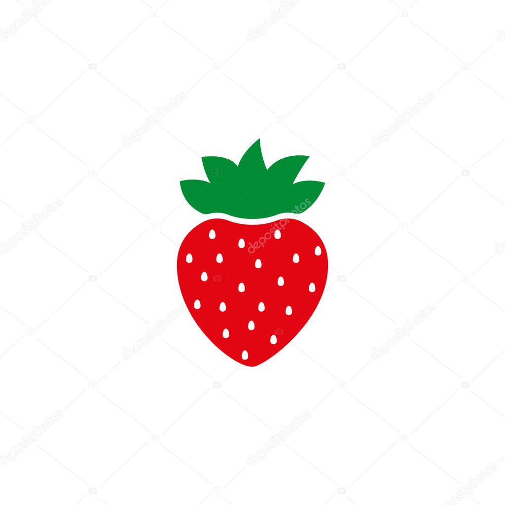 Strawberry colorful logo. Strawberry cartoon style symbol. Isolated on a white background.