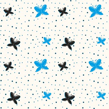 Vektör kelebeği kusursuz tekrarlanmayan desen tasarımı arka planı. Rastgele renkli kelebek silueti, tatlı kız pastel deseni..