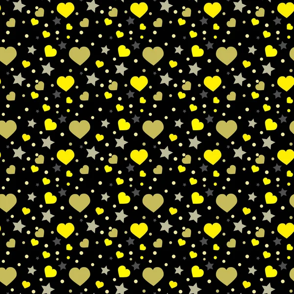 Seamless pattern with yellow watercolor hearts. Background design. — Stock Vector