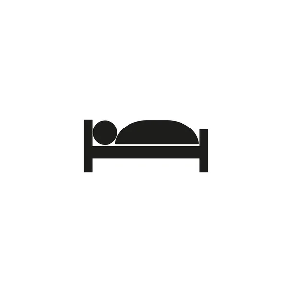 Person in bed. Hotel flat icon. Sleeping shelter sign. Isolated on white, vector — Stock Vector