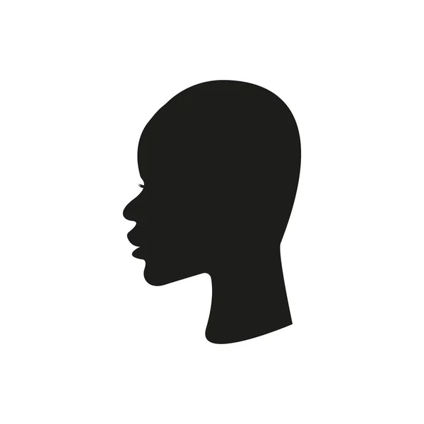 Mulher africana enfrentar silhueta. Jovem atraente perfil de menina moderna sinal logotipo — Vetor de Stock