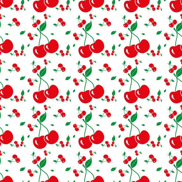 Seamless pattern with cherry on white background. vector texture for textile, wrapping, wallpapers and other surfaces. — Stock Vector