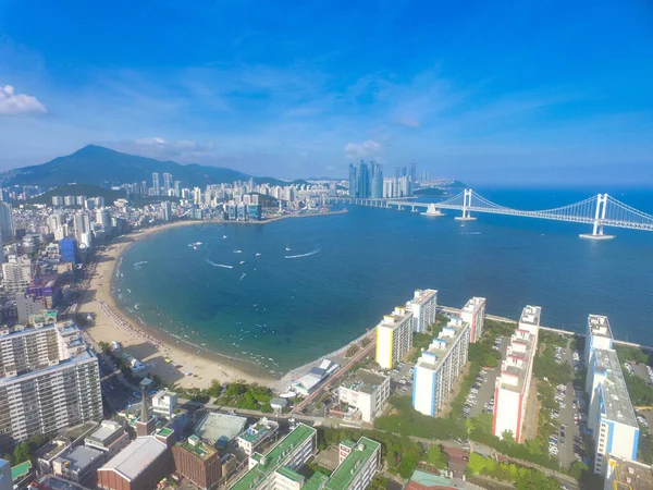 Luftaufnahme Von Gwangaali Beach Und Haeundae Busan Südkorea Asien — Stockfoto