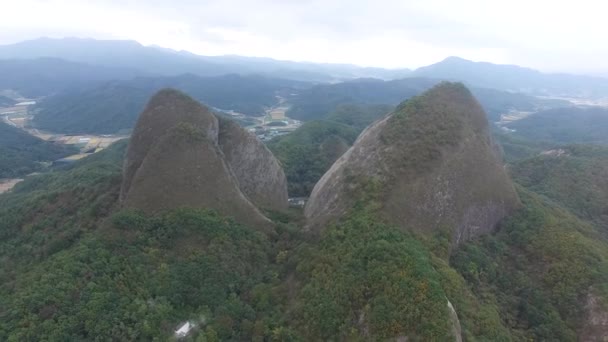 Vista Aérea Maisan Horse Ear Shape Mountains Jinan Jeollabukdo Coreia — Vídeo de Stock