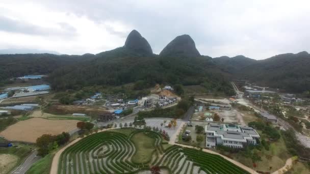 Vista Aérea Maisan Horse Ear Shape Mountains Jinan Jeollabukdo Coreia — Vídeo de Stock