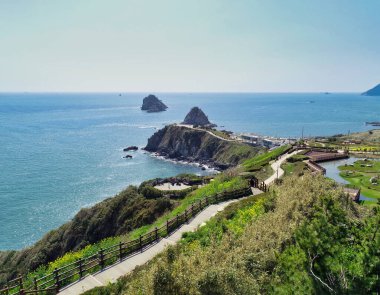 Oryukdo, Busan, Güney Kore, Asya 'daki Haemaji Parkı' nın Baharı.