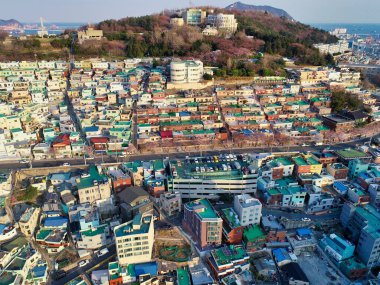 Busan, Güney Kore, Asya 'nın Hava Görüntüsü