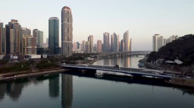 Haeundae Nehri Gezisi 'nin Hava Görüntüsü, Busan, Güney Kore, Asya.