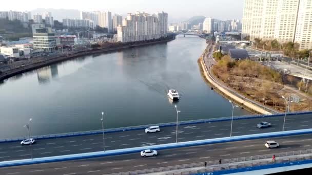 Veduta Aerea Haeundae River Cruise Busan Corea Del Sud Asia — Video Stock