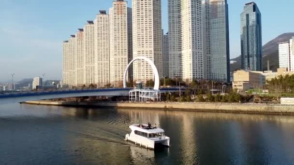 Haeundae Nehri Gezisi Nin Hava Görüntüsü Busan Güney Kore Asya — Stok video
