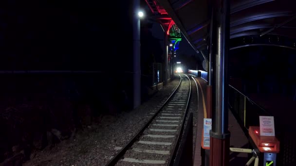 Νυχτερινή Θέα Της Haeundae Beach Train Μπουσάν Νότια Κορέα Ασία — Αρχείο Βίντεο