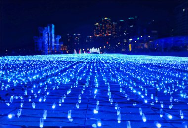 Haeundae, Busan, Güney Kore, Asya 'da Işık Festivali.