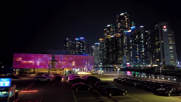 Noční Pohled Moře Haeundae Busan Jižní Korea Asie — Stock video