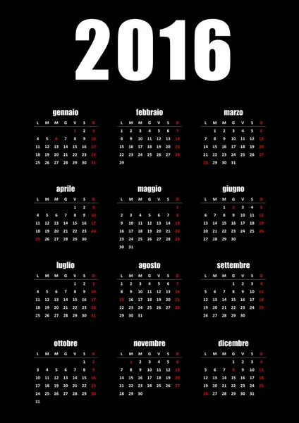 Calendario anno 2016 — Zdjęcie stockowe