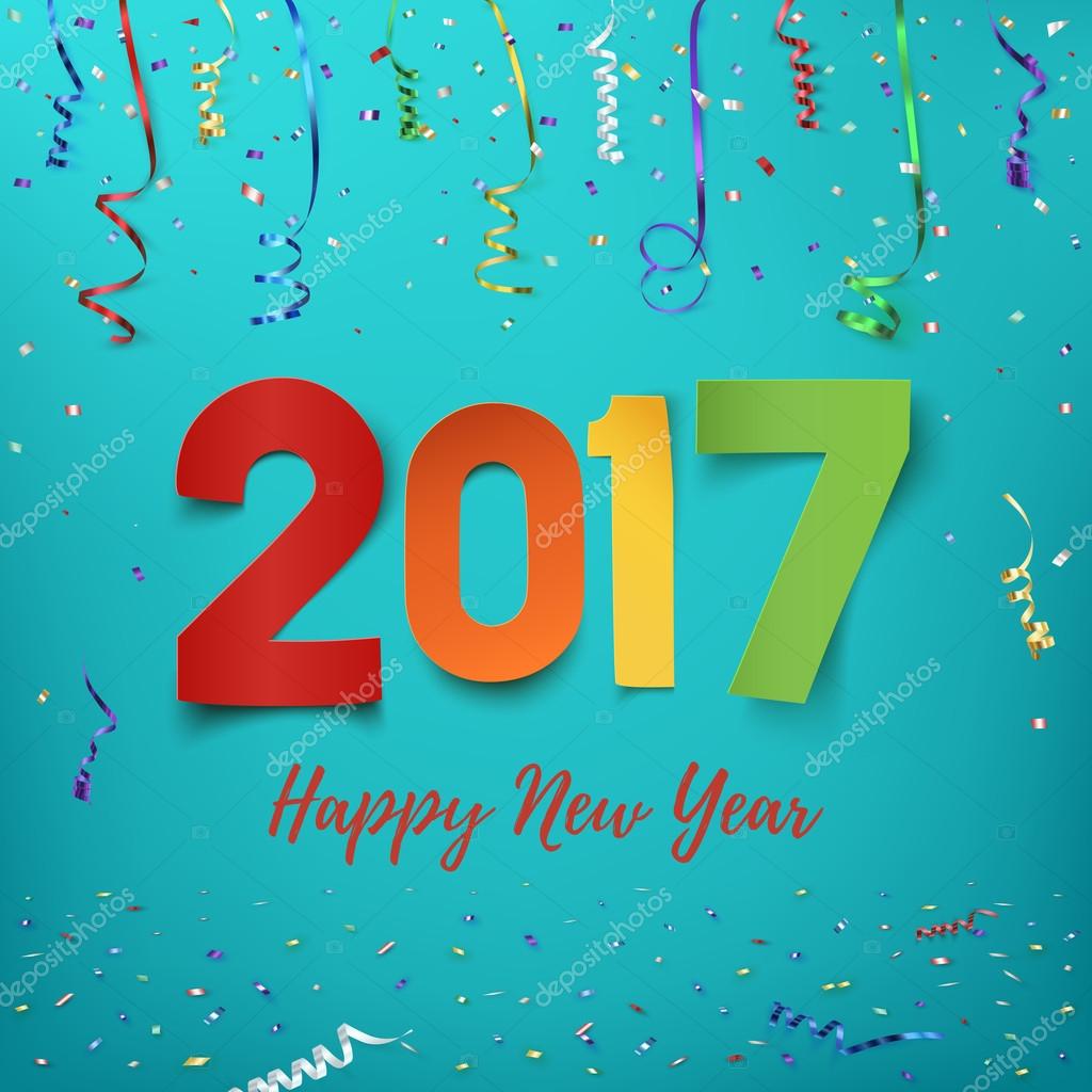 Happy New Year 2017 with colorful sparklers. The words Happy 2017 are  integrated into the fireworks with black background, stock photo - Stock  Image - Everypixel