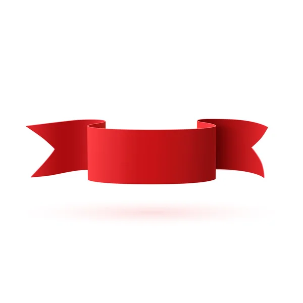 Red, curved paper ribbon isolated on white. — Stock Vector