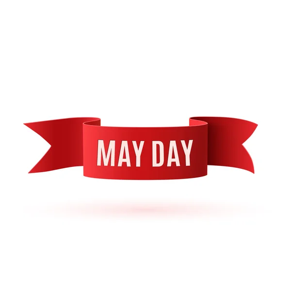 Red curved paper May Day banner . — Stock Vector