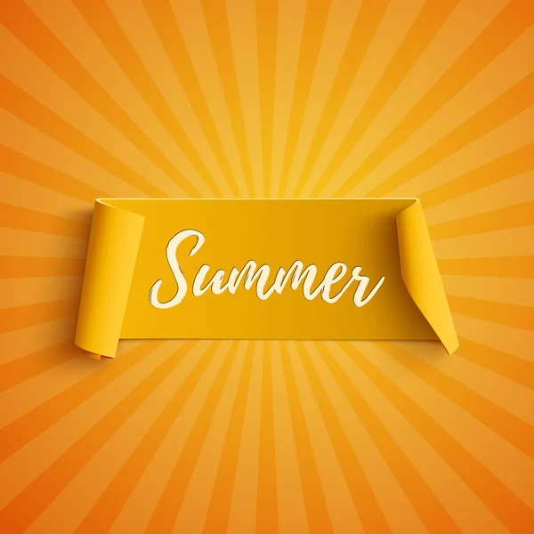 Banner curvo amarillo verano . — Vector de stock
