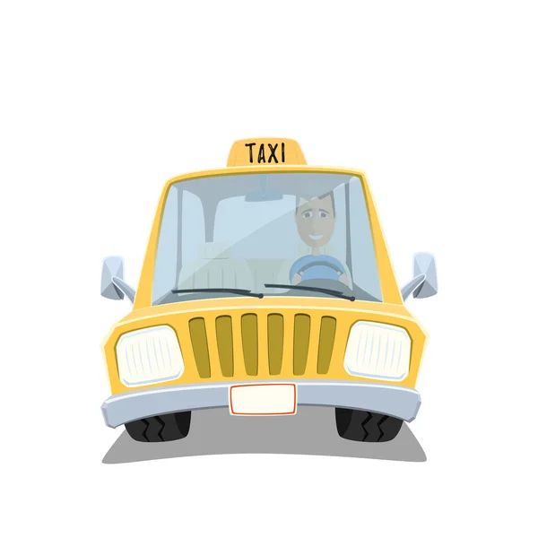 Yellow cartoon taxi car. — Stock Vector