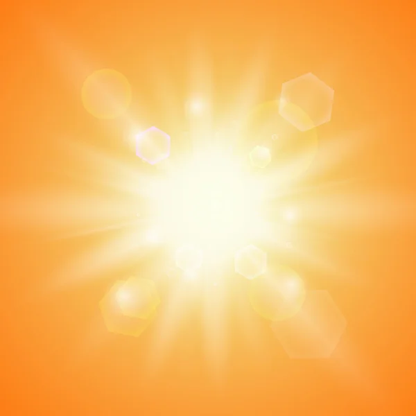 Sol de verano sobre fondo naranja . — Vector de stock