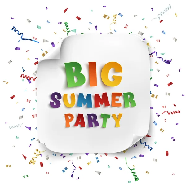 Big summer party poster. — Stock Vector