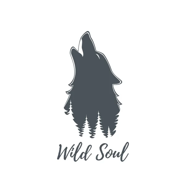 Wycie wilka. Szablon logo. — Wektor stockowy