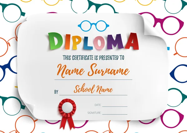 Plantilla de diploma para niños . — Vector de stock